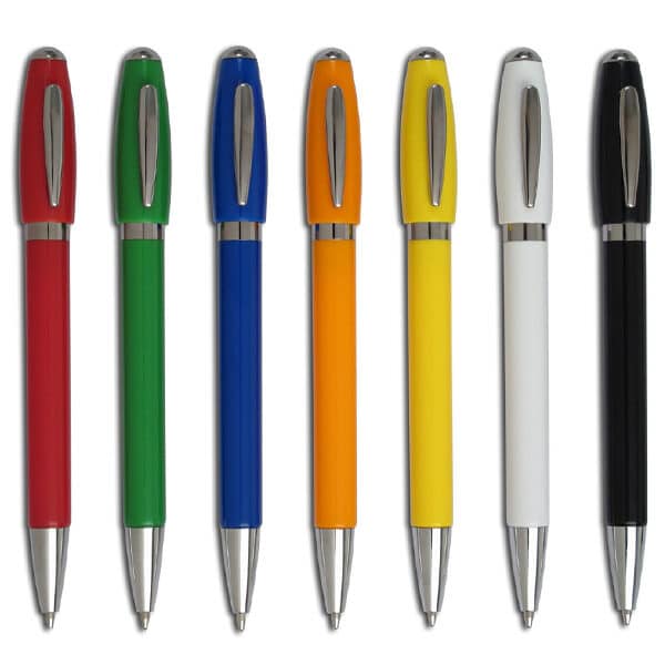 עט כדורי פלסטי עם אביזרי מתכת