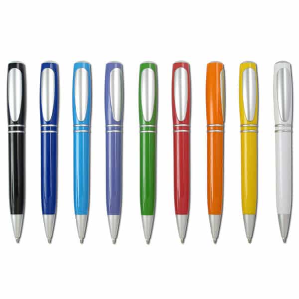 עט כדורי פלסטי בפתיחה סיבובית