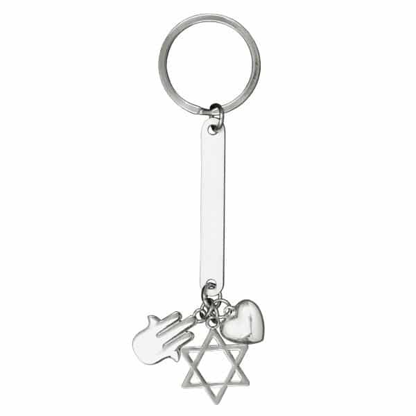 מחזיק מפתחות עם מגן דוד,חמסה ולב