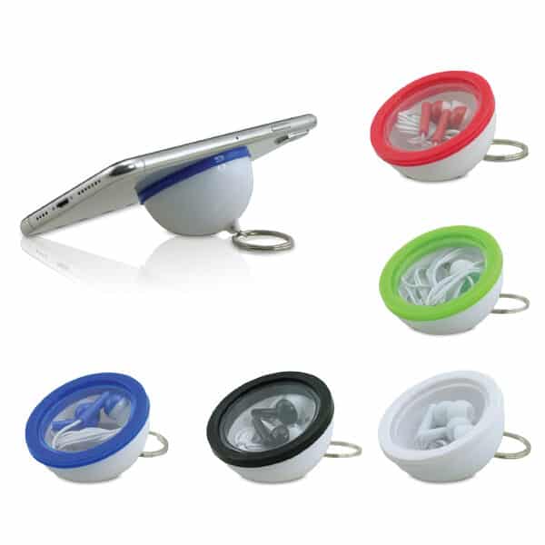 אוזניות במארז המשמש כמעמד לסמארטפון אוזניות במארז המשמש כמעמד לסמארטפון