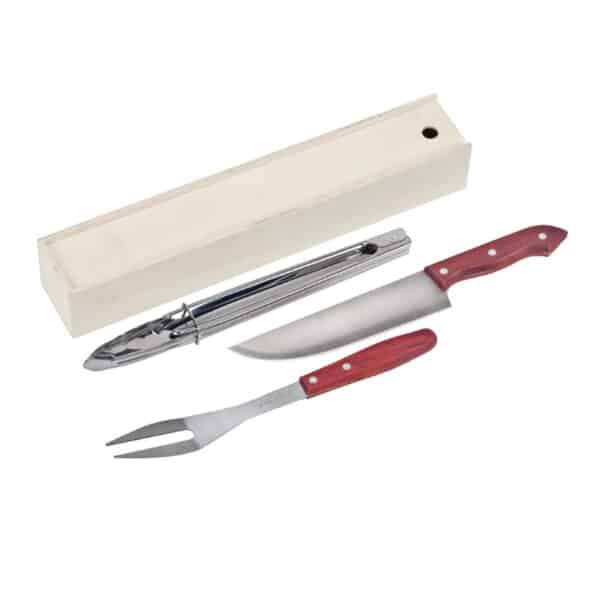 סט כלי מנגל במארז עץ