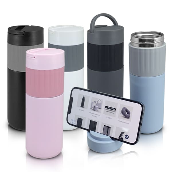 בקבוק טרמי משולב מעמד לנייד