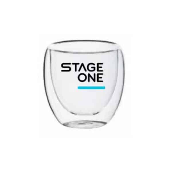 כוס אספרסו ממותגת עם זכוכית כפולה