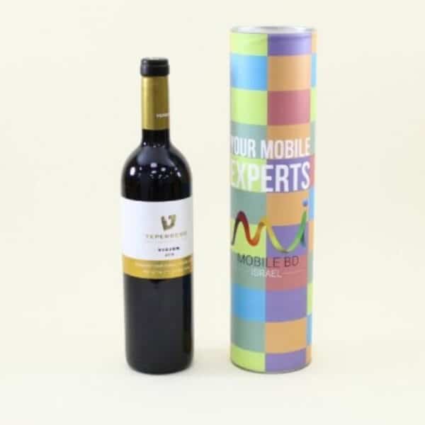 מארז יין בגליל קרטון ממותג