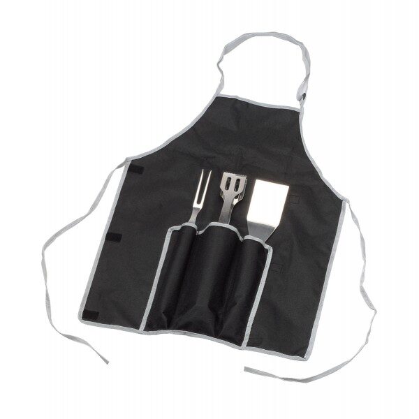 סינר ממותג עם כלים לברביקיו