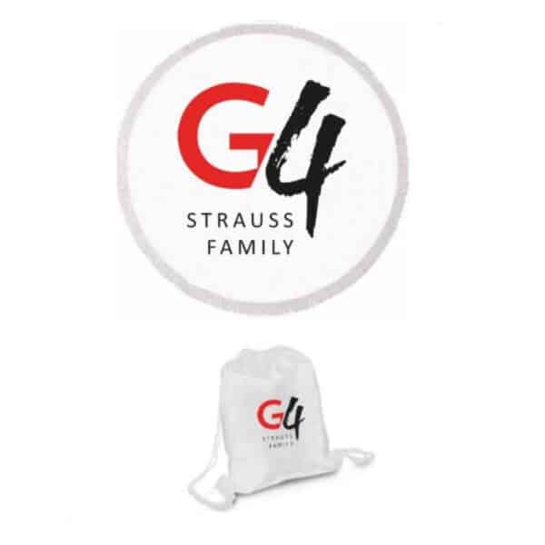 מגבת ממותגת בתיק שרוכים