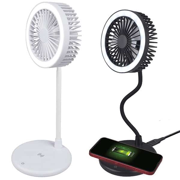 מנורת שולחן לד עם מטען אלחוטי בבסיס ומאוורר מנורת שולחן לד עם מטען אלחוטי בבסיס ומאוורר