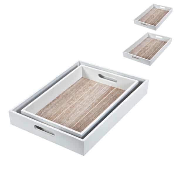 סט שני מגשי עץ מעוטרים סט שני מגשי עץ מעוטרים