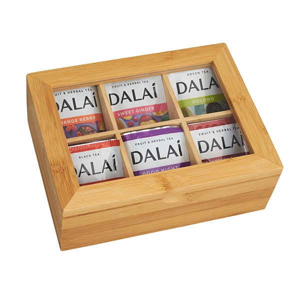 מארז עץ במבוק 6 תאים לתה