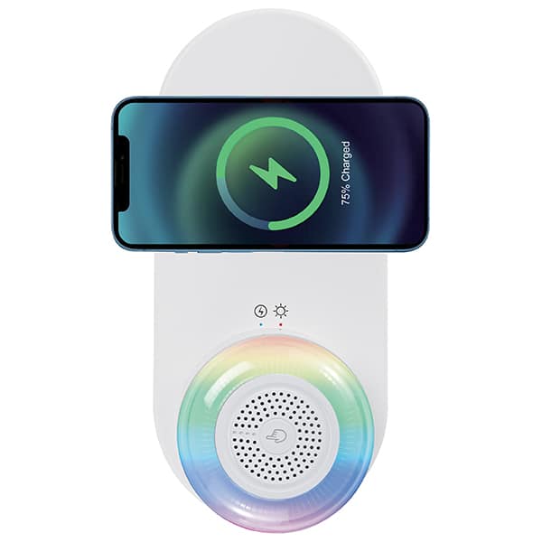 מטען אלחוטי עוצמתי משולב רמקול ומנורה מטען אלחוטי עוצמתי משולב רמקול ומנורה