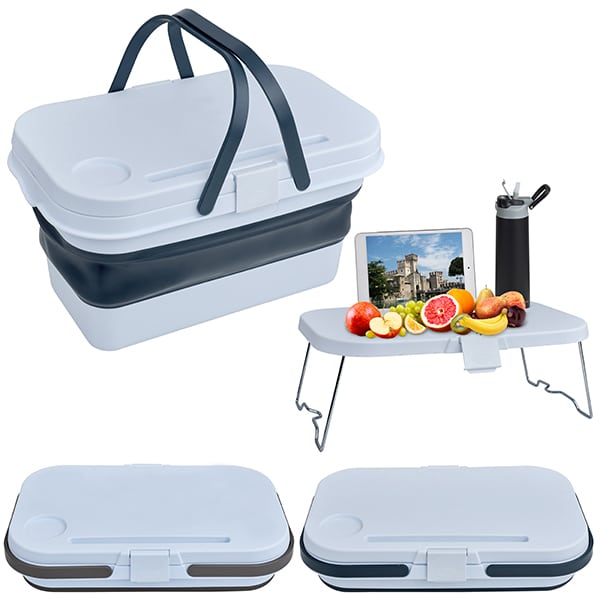 סלסלת פקניק מתקפלת משולבת עם שולחן נפתח סלסלת פקניק מתקפלת משולבת עם שולחן נפתח