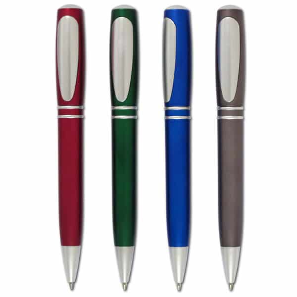 עט כדורי פלסטי בצבעים מטאליים