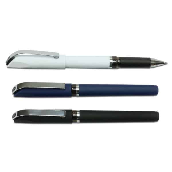 עט מהודר עם גריפ גומי בשילוב אביזרי מתכת