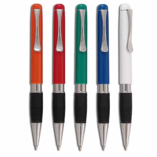 עט כדורי עם אביזרי מתכת וגריפ גומי