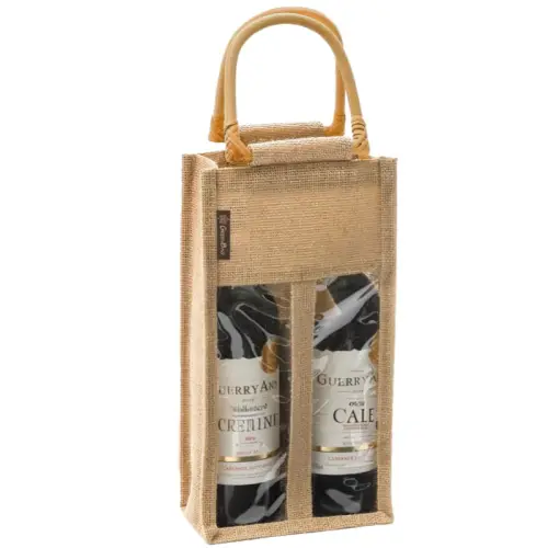 תיק יוטה ל-2 בקבוקי יין תיק יוטה ל-2 בקבוקי יין