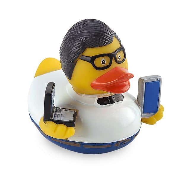 ברווז גומי עם לוגו