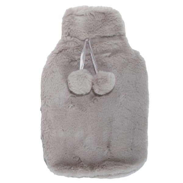 בקבוק חם עם כיסוי פליז ופונפונים