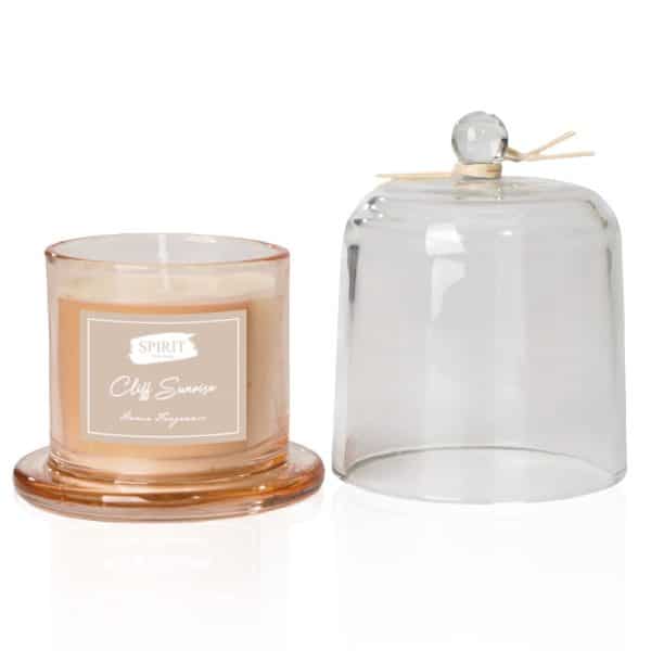 נר ריחני בכלי זכוכית עם מכסה פעמון נר ריחני בכלי זכוכית עם מכסה פעמון