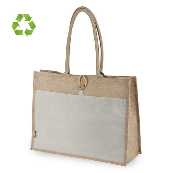 תיק קניות יוטה משולב קנווס תיק קניות יוטה משולב קנווס