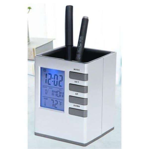 כוס לעטים משולבת שעון ותאריכון