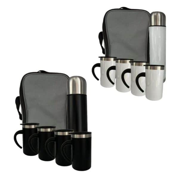 סט טרמוס וכוסות בנרתיק ממותג סט טרמוס וכוסות בנרתיק ממותג