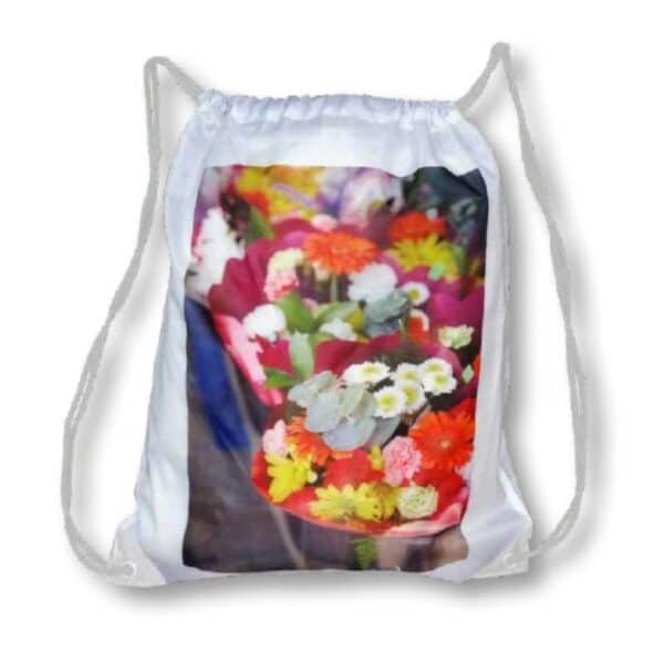 תיק שרוך לבן עם הדפסת לוגו