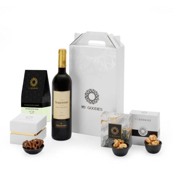 מארז שוקולדים ויין