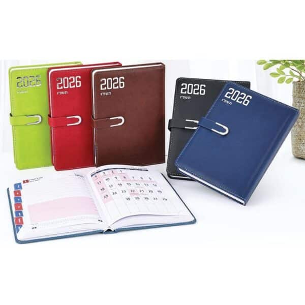 יומן יומי A5 מדורג עשוי PU עם סגירה מגנטית