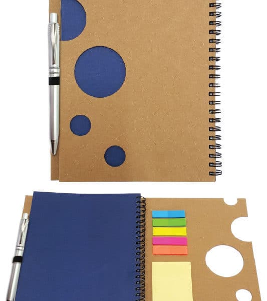 מחברת A5 ממוחזרת עם עיגולים ודגלונים+עט מחברת A5 ממוחזרת עם עיגולים ודגלונים+עט