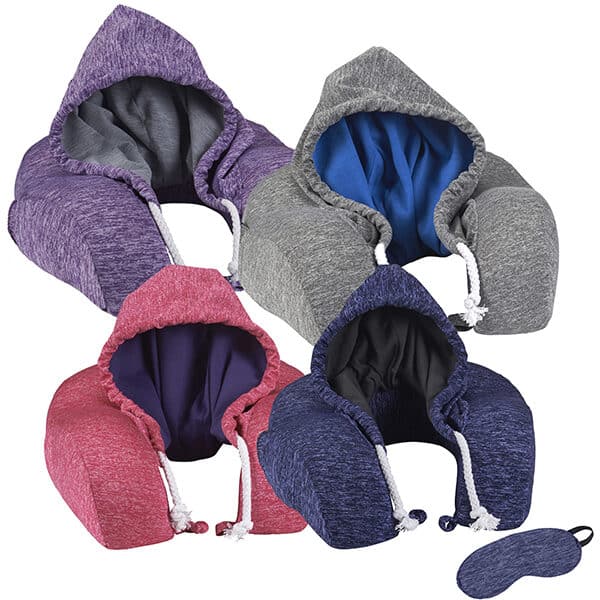 כרית צוואר עם קפוצ'ון וכיסוי עיניים