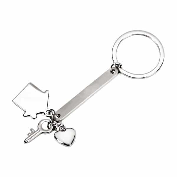 מחזיק מפתחות עם תליוני מפתח בית ולב