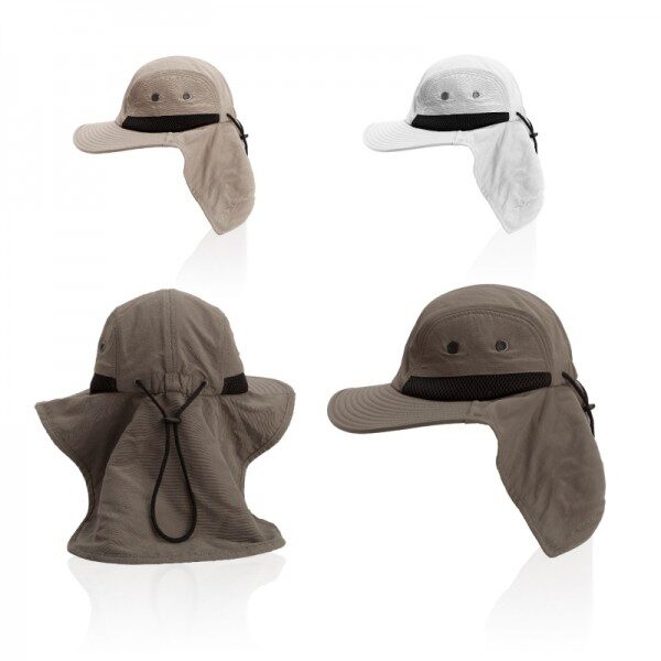 כובע רחב שוליים עם פיתחי איוורור ומגן עורף כובע רחב שוליים עם פיתחי איוורור ומגן עורף