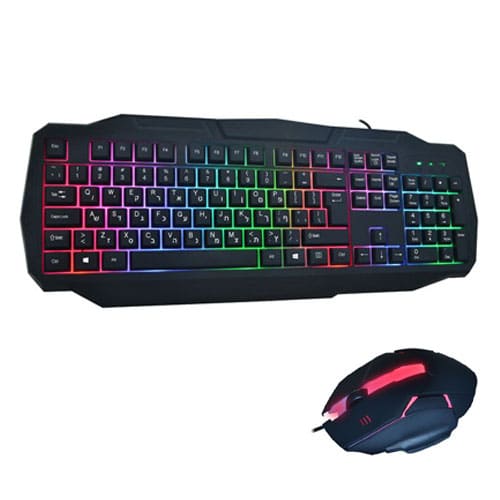 מקלדת ועכבר עם תאורת LED