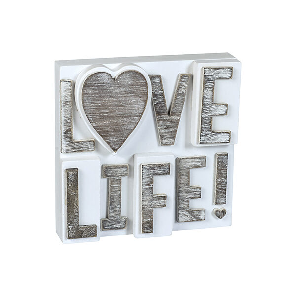 שלט עץ לבית LOVE & LIFE
