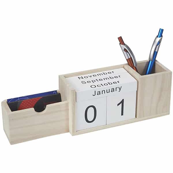 מעמד קלנדר תאריכון קוביות עץ טבעי עם כוס לעטים ומעמד כרטיסי ביקור מעמד קלנדר תאריכון קוביות עץ טבעי עם כוס לעטים ומעמד כרטיסי ביקור