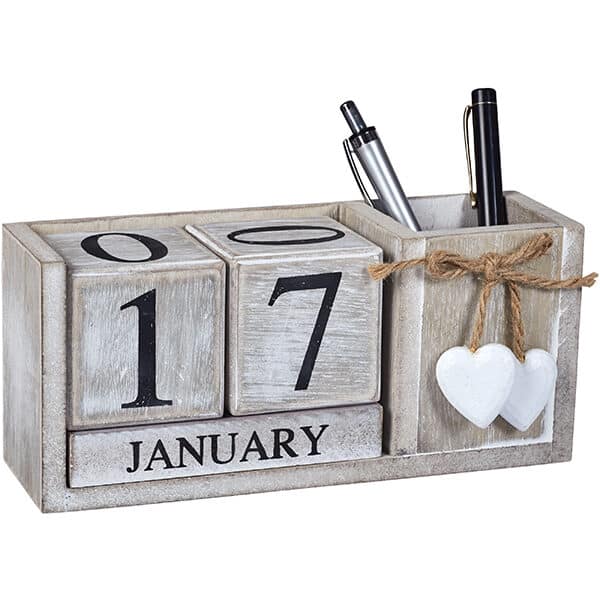 מעמד קלנדר תאריכון קוביות עץ עם כוס לעטים מעמד קלנדר תאריכון קוביות עץ עם כוס לעטים