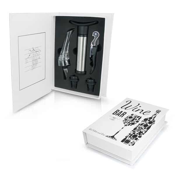 מארז 5 אביזרי יין ארוז במארז ספר