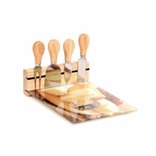 סט גבינות משולב עץ עם זכוכית