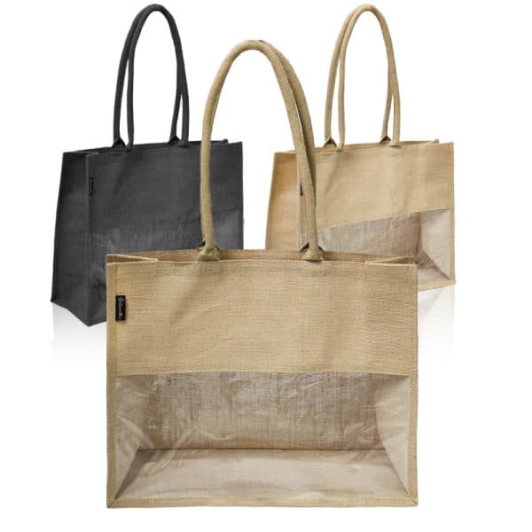 תיק יוטה גדול בשילוב PVC תיק יוטה גדול בשילוב PVC